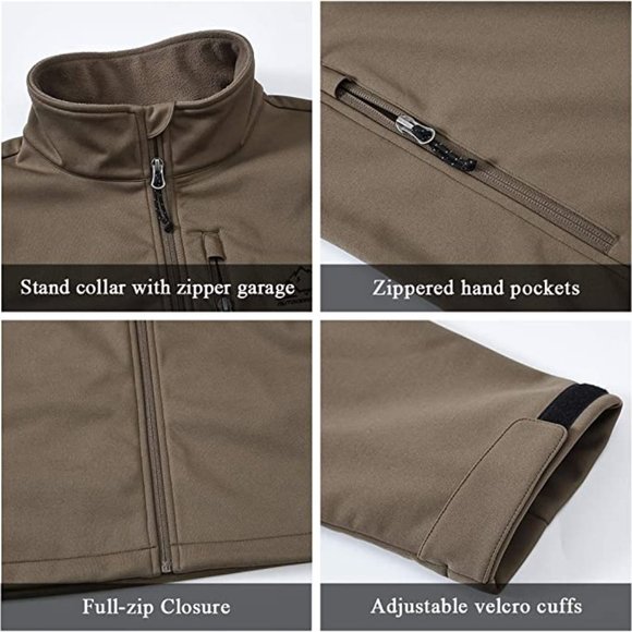 TBMPOY Men's Softshell Windproof Jacket Fleece-Lined Water Resistant Coat [2XL] - Picture 5 of 10